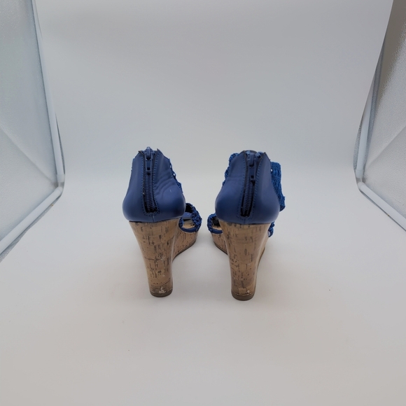 Impo Royal Blue Crochet Wedge Sandals Sz 10.5 - Picture 5 of 7